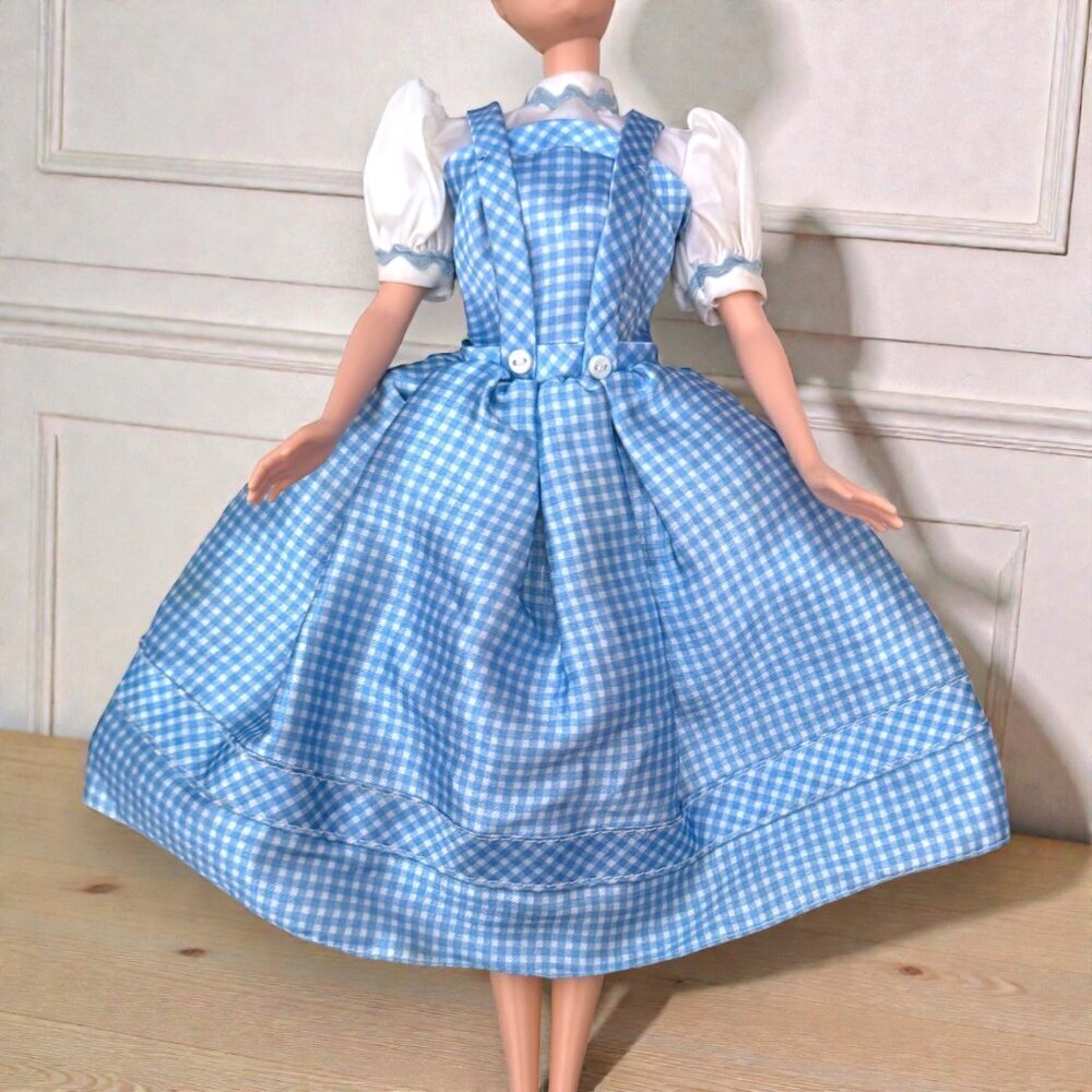 Mattel Barbie Blue Gingham Dorothy Wizard of Oz Dress Vintage Style